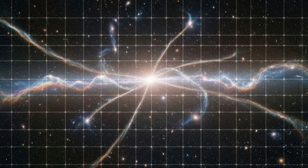 Space-time grid distortion around bright central cosmic light