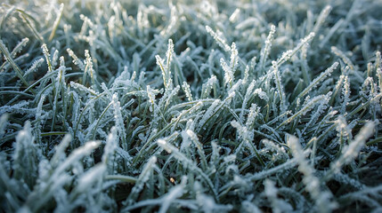 Frosted Grass Blades in Winter Light