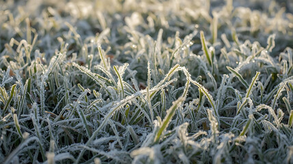 Frosted Green Grass Close-Up