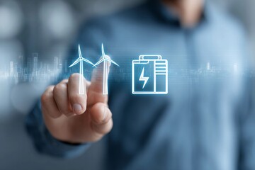 Innovative technology for renewable energy with wind turbines and battery storage