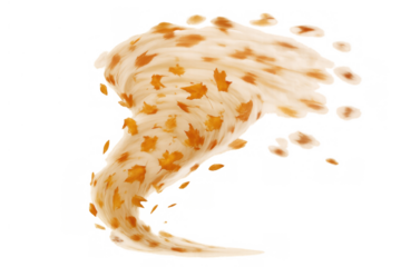 Autumn maple leaves whirlwind creating a dynamic autumn wind swirl, transparent background, seasonal energy