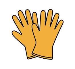 Fototapeta premium A pair of yellow rubber gloves is ready for cleaning or protection.