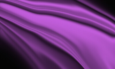 Fototapeta premium A luxurious and elegant abstract background featuring smooth, flowing folds of purple silk or satin fabric. The deep, rich lavender color contrasts with shadowy creases, creating a sensual and opulent