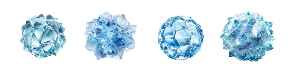 Fototapeta premium Four blue hydrangea flowers isolated on transparent background, showcasing their delicate petals and vibrant color