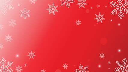 Red Christmas vector background banner; White snowflakes winter holiday illustration; Gradient element design template