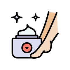 Foot cream, Foot hygiene, Healthy feet, Foot treatment, Podiatrist, Podiatry icons, Pedicure, Massage foot color icon. Simple vector illustration.