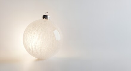 Elegant christmas ornament glows softly against a minimalist white background scene