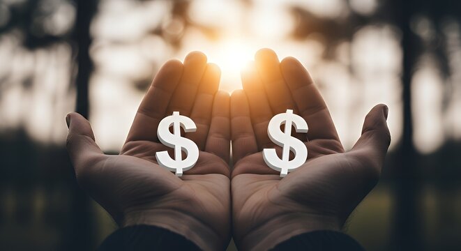 Hands holding dollar signs symbolize wealth and investment opportunities ahead now