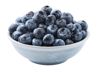 PNG of A bowl filled with fresh, ripe blueberries showcasing their deep blue hue.