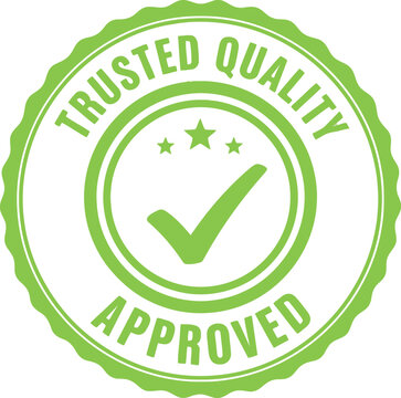 Trusted quality approved green certification badge with stars