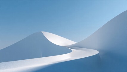 Abstract white sand dunes under clear blue sky minimalist landscape