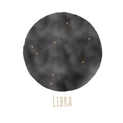 Digital illustration of the Libra constellation, featuring star patterns representing balance, harmony, and justice. Perfect for astrology, horoscope, and celestial designs.  © Nret