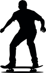 Skateboarding silhouette of a young man riding his board, active