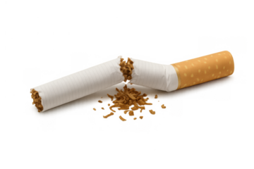 Broken cigarette representing quitting smoking and overcoming nicotine addiction for a healthy lifestyle