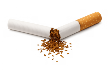 Broken cigarette breaking nicotine addiction concept, stopping smoking for better health and well-being, quitting bad habits