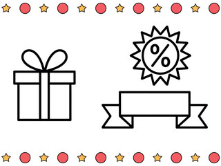 Gift box with ribbon and percentage sign on ribbon for promotional sale