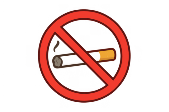 No smoking sign prohibiting cigarettes and warning people against smoking in public areas. Health and safety concept