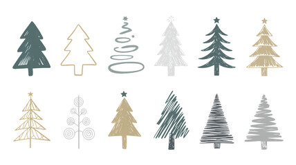 Unique hand-drawn Christmas tree sketches bring festive cheer design