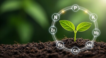 Plant growth with essential nutrients for healthy development