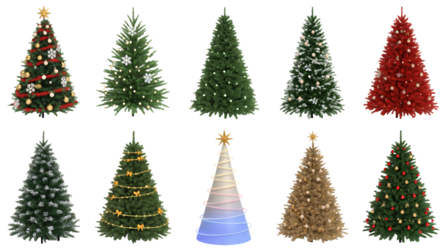 Elegant holiday trees creating festive cheer for Christmas celebrations - Powered by Adobe