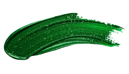 textured abstract green color with glitter paint stroke isolated on transparent background, png