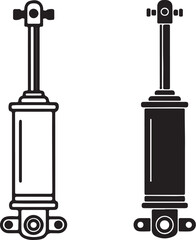 Two Shock Absorber Icons One Outline One Solid Black suspension automotive on transparent background
