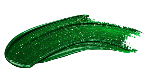 textured abstract green color with glitter paint stroke isolated on transparent background, png