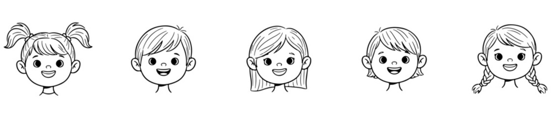 Obraz premium An expressive icon set with cartoon faces showing emotions like joy, anger, sadness, surprise, and sleepiness.