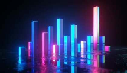 Grafik neon dinamis mencerminkan pertumbuhan data dengan cemerlang