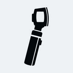 Silhouette handheld ophthalmoscope medical instrument for eye examination vector illustration