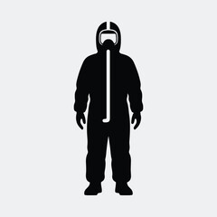 Silhouette person in hazmat suit protective gear vector illustration