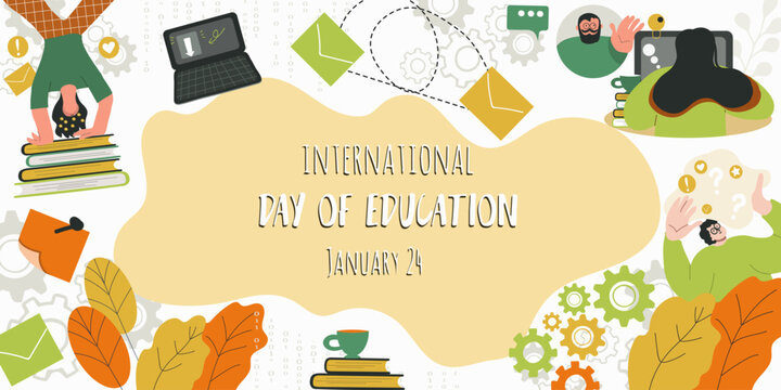 International day of education concept vector illustration background. Creative education day vector education concept. Vector hand drawn illustration.