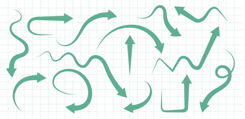 Green Arrows - Dynamic Directional Symbols on Grid Paper Background