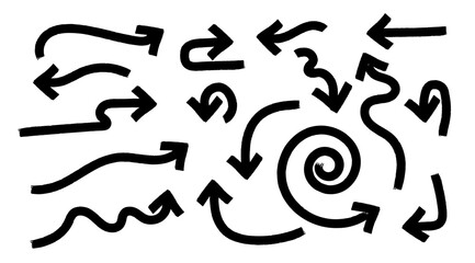 Black Grunge Arrows - Textured Brushstroke Directional Elements