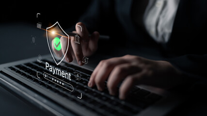 Concept of a secure payment gateway. This system uses encryption and authentication to protect financial transactions, ensuring safe and private online payments for users. Fermion