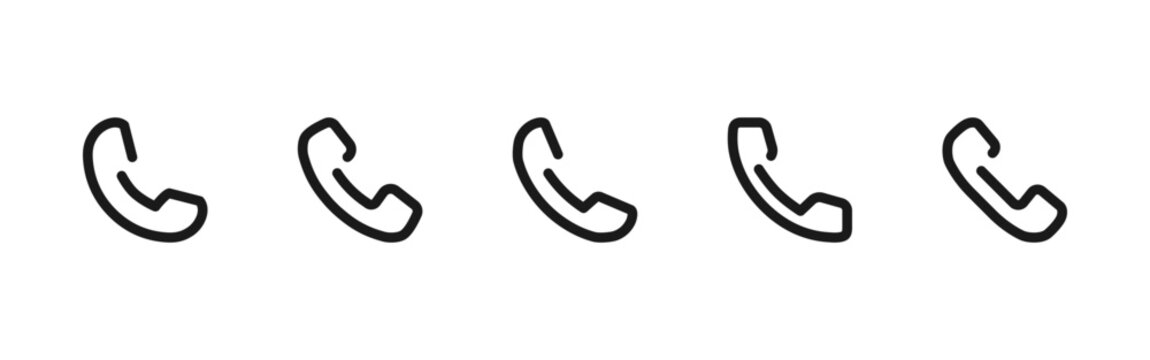 Phone icon. Handset shapes for call and communication vector illustration. Contact and telephone connect tools for mobile apps and hotline support symbol. Clean UI pictogram.