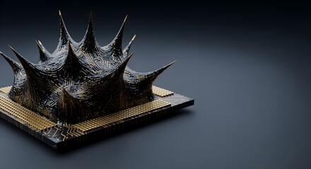 Futuristic Microchip with Spiked Architectural Design, Symbolizing Quantum Computing and Next-Generation Digital Innovation.