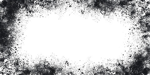 Distressed grunge frame background featuring texture .black border scratches splatter effects and ink stroke vector design .