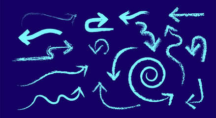 Blue Grunge Arrows - Textured Brushstroke Directional Elements