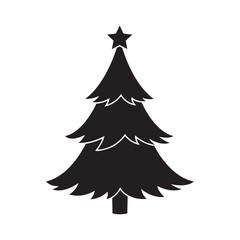Obraz premium Stylized Christmas Tree Silhouette with Star – Simple Layered Evergreen Shape for Holiday and Winter Designs