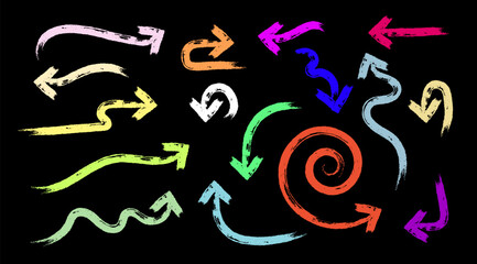 Colorful Grunge Arrows - Textured Brushstroke Directional Elements