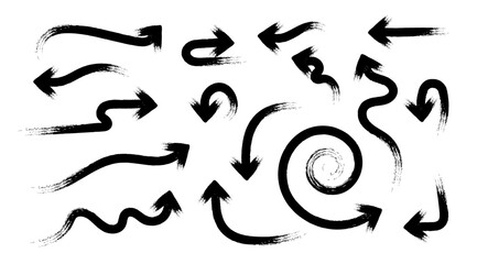 Black Grunge Arrows - Textured Brushstroke Directional Elements