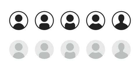 User icon. Circle profile avatar vector illustration. Minimal person silhouette symbol for apps, social accounts and interface contact sign. Default portrait pictogram for login concept.