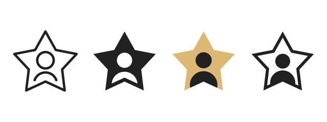 Star icon. Featured user avatar inside a star shape vector illustration. Favorite profile symbol marking rating, achievement and premium status sign. Highlight concept pictogram.