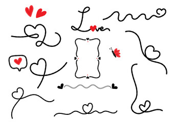 Hand Drawn Love Doodles - Romantic Frames, Hearts, and Design Elements