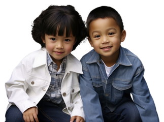 PNG 5 years old boy and girl portrait child jeans.