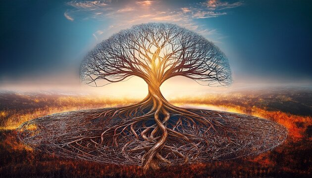 Intertwining Roots Of Affection An Abstract Tree Art Symbolizing Emotion And In Nature