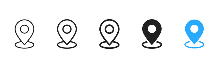 Location pin icon. Simple map marker vector showing position and destination sign. Clean geotag pointer for navigation, route apps and mobile interface pictogram concept.