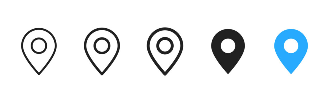 Location pin icon. Minimal map marker vector for navigation apps. Geotag pointer marking place and position symbol. Clean destination point sign pictogram concept.