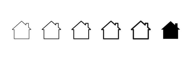 Home icon. Simple house outline with chimney for real estate platforms and property apps vector. Clean residence sign for UI buttons, web navigation and mobile interfaces pictogram.